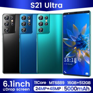 2021ใหม่ S21 Ultra 6.1นิ้วสมาร์ทโฟน5G MT6889 11-Core โทรศัพท์มือถือ16GB 512GB 5000MAh 24MP 48MP Dual SIM Android โทรศัพท์มือถือ