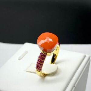 925เงินสเตอร์ลิงแหวน Pomellato คริสตัล Candy Sweety แหวนโมเสคสีแดง Zircon สำหรับผู้หญิง2021แหวนขนาด6/7/8/9