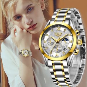 LIGE 2021ใหม่นาฬิกาผู้หญิงนาฬิกาสุภาพสตรีสร้างสรรค์เหล็กสร้อยข้อมือสตรีนาฬิกาผู้หญิงนาฬิกากันน้ำ Relogio Feminino