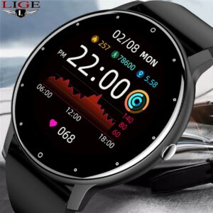 LIGE 2021ใหม่สมาร์ทนาฬิกาผู้ชายหน้าจอสัมผัสกีฬาฟิตเนสนาฬิกา IP67บลูทูธกันน้ำสำหรับ Android Ios Smartwatch ผู้ชาย กล่อง