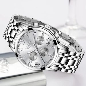 LIGE 2021แฟชั่นผู้หญิงใหม่นาฬิกาสุภาพสตรี Top ยี่ห้อ Luxury Creative เหล็กสร้อยข้อมือผู้หญิงนาฬิกาข้อมือนาฬิกาควอตซ์หญิงนาฬิกากันน้ำ