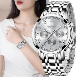 LIGE 2021แฟชั่นผู้หญิงใหม่นาฬิกาสุภาพสตรี Top ยี่ห้อ Luxury Creative เหล็กสร้อยข้อมือผู้หญิงนาฬิกาข้อมือนาฬิกาควอตซ์หญิงนาฬิกากันน้ำ