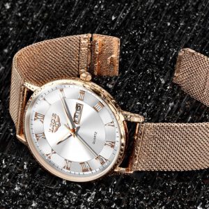 LIGE ผู้หญิง Luxury Ultra-Thin นาฬิกาแฟชั่นผู้หญิงนาฬิกาสแตนเลสกันน้ำนาฬิกาปฏิทินนาฬิกาข้อมือ