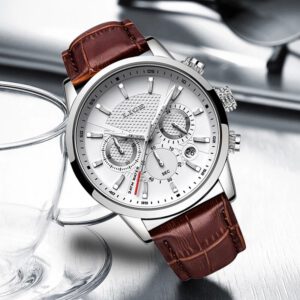 นาฬิกา Mens 2021 LIGE Luxury Casual หนัง Quartz นาฬิกาผู้ชายธุรกิจนาฬิกาชายกีฬากันน้ำกันน้ำ Chronograph