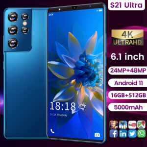 ใหม่ S21โทรศัพท์มือถือ Ultra 16GB 512GB โทรศัพท์5000MAh แบตเตอรี่6.1นิ้ว4G 5G ทั่วโลกรุ่นโทรศัพท์มือถือ Android11สมาร์ทโฟน